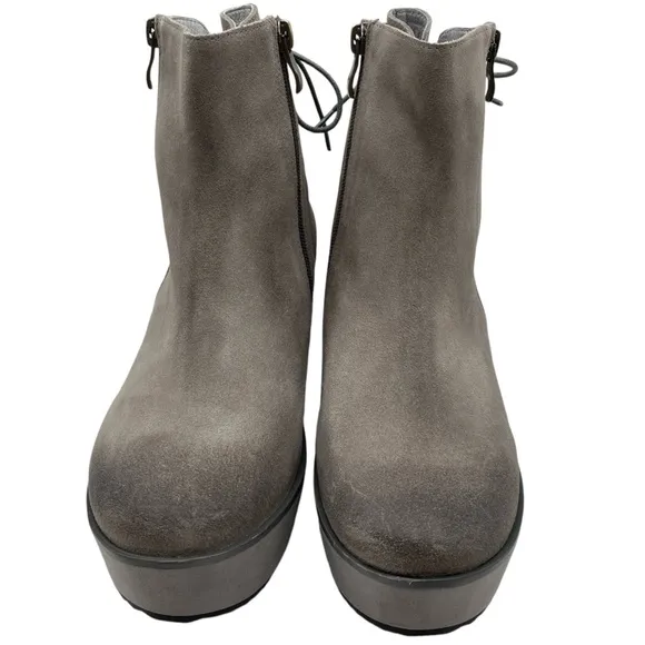 Antelope Womens Shoes Fran Wedge Boots 7 Gray Taupe Suede Leather Platform New