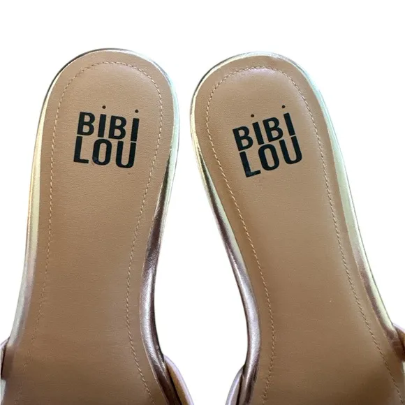 Anthropologie Bibi Lou Rose Gold Crystal Woven Slide Sandals Size EU 40 US 9
