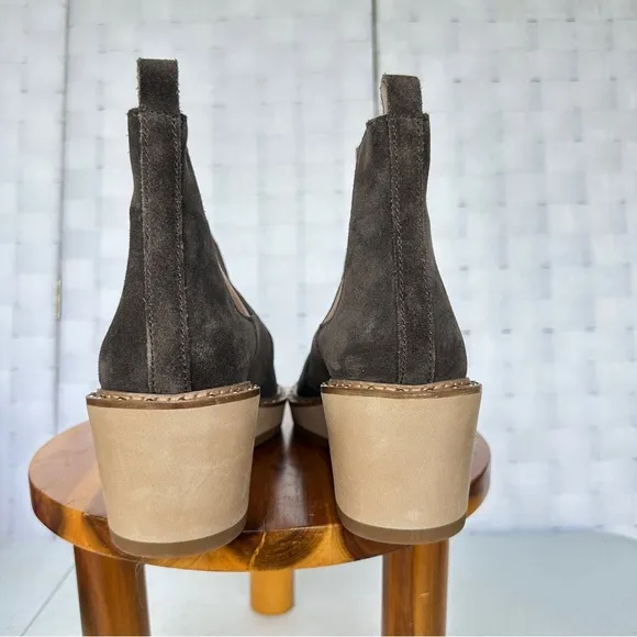 Anthropologie Cecelia New York Black and Tan Ankle Boots with Wedge Sole Size 9