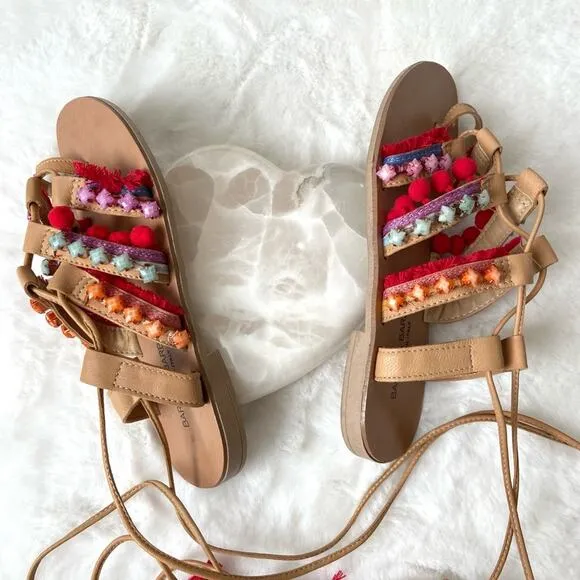 Anthropologie Handmade In Italy Beaded Leather Sandals Size 6