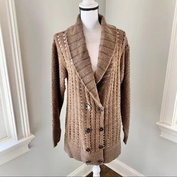 ANTHROPOLOGIE - Lambswool Double Breasted Cardigan