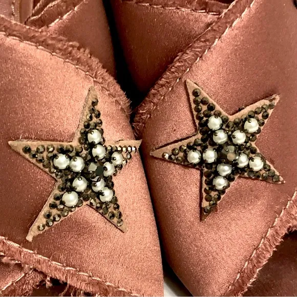 Anthropologie Lola Cruz Sandals Star Embellished Slip On Mirror Heel Shoes