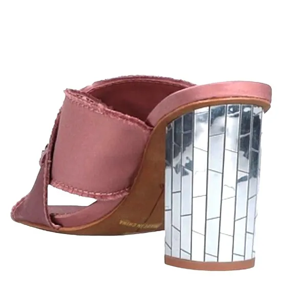 Anthropologie Lola Cruz Sandals Star Embellished Slip On Mirror Heel Shoes