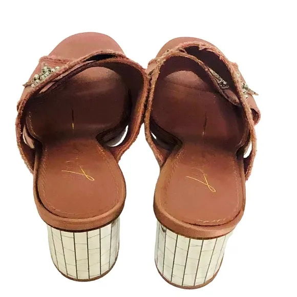 Anthropologie Lola Cruz Sandals Star Embellished Slip On Mirror Heel Shoes