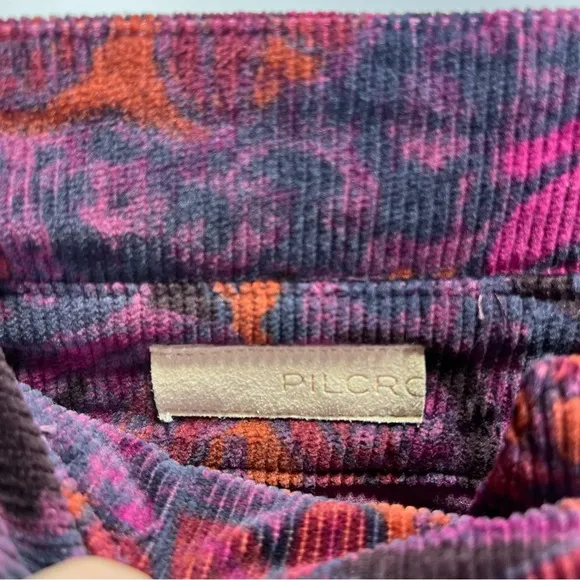 Anthropologie Pilcro Floral Corduroy Button Front Mini Skirt A Line Mod Retro