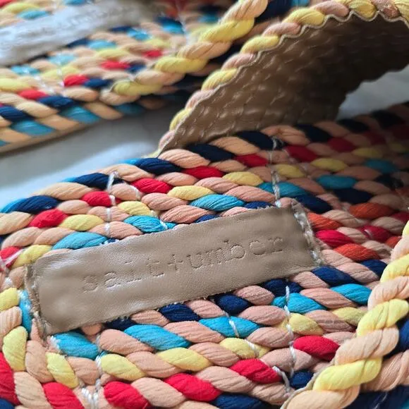 Anthropologie Salt &amp; Umber Saraya Rainbow Woven Sandals Size 37 US 6 Handmade