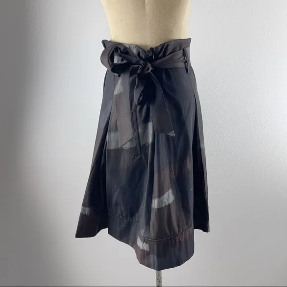 Anthropologie Sita Murt Skirt Pleated Tie Waist Neutral Brown Gray Black…