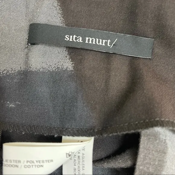 Anthropologie Sita Murt Skirt Pleated Tie Waist Neutral Brown Gray Black…
