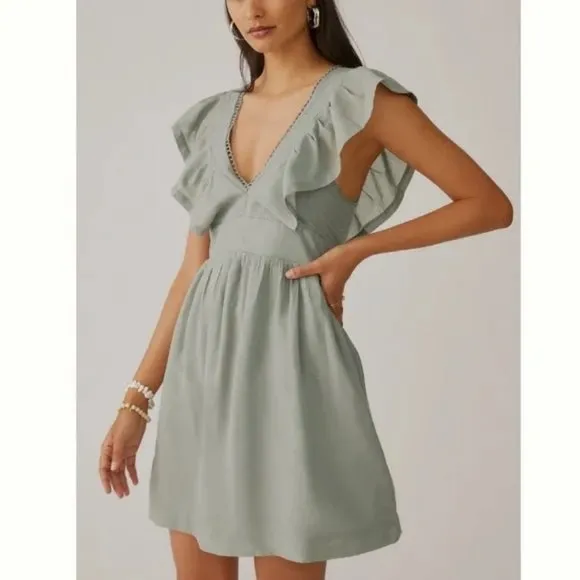 Anthropologie V-Neck Plunge Tunic Mini Dress