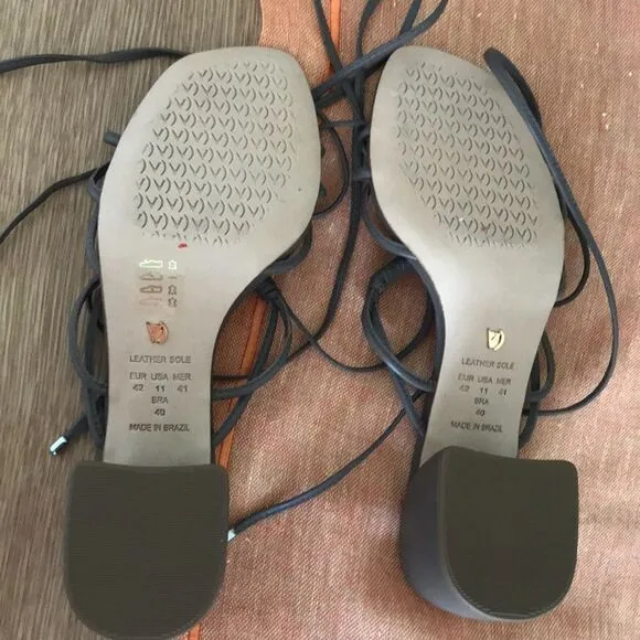 Anthropologie x Vicenza Love Struck Square Toe Wrap Heels Sandals size 11