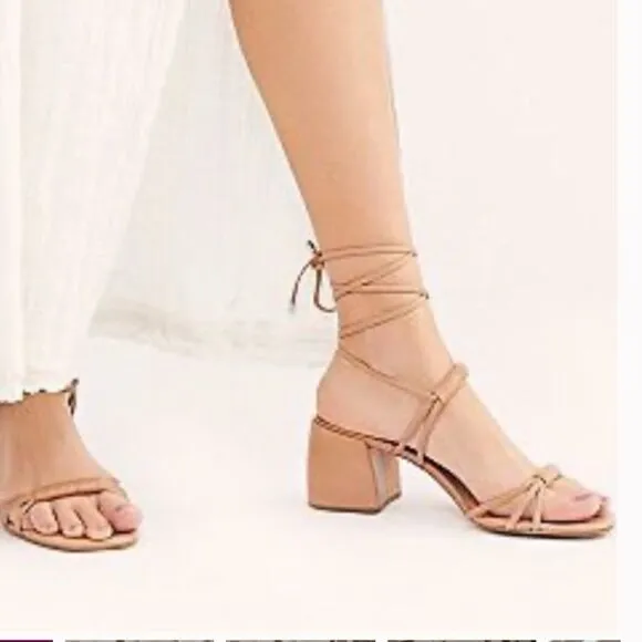 Anthropologie x Vicenza Love Struck Square Toe Wrap Heels Sandals size 11