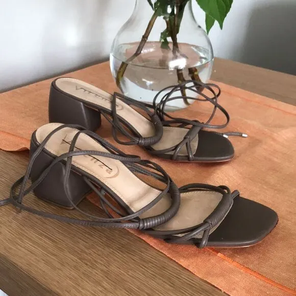 Anthropologie x Vicenza Love Struck Square Toe Wrap Heels Sandals size 11