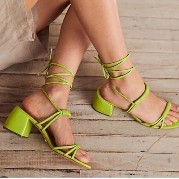 Anthropologie x Vicenza Love Struck Square Toe Wrap Heels Sandals size 11