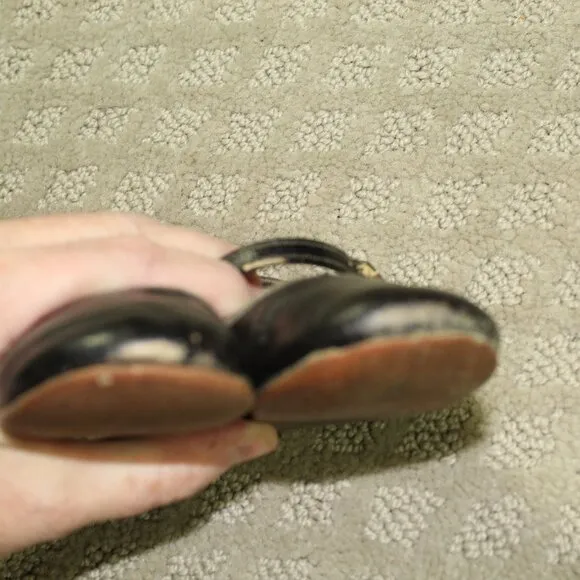 Antique Baby Biltwel Trainer Black Mary Jane Leather Baby Shoes w/ Leather Soles