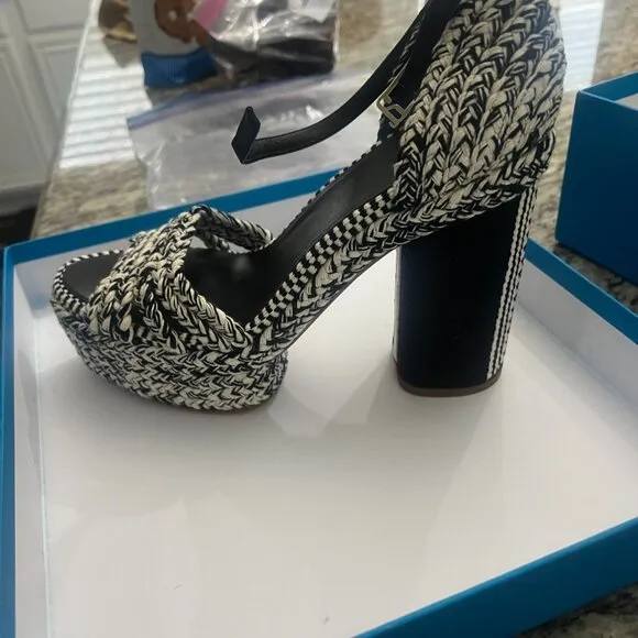 Antolina Dita Woven Platform Sandals Black / White 41 EU  New with Box