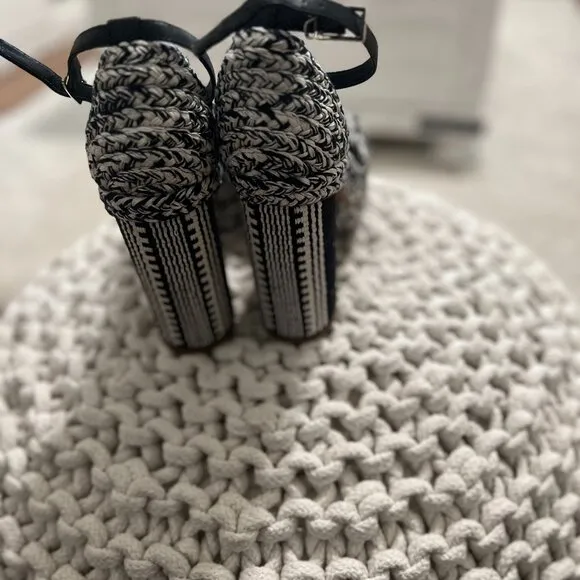 Antolina Dita Woven Platform Sandals Black / White 41 EU  New with Box
