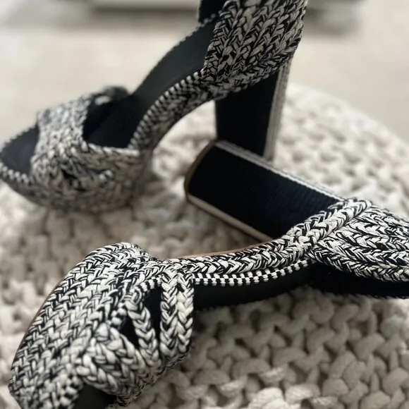 Antolina Dita Woven Platform Sandals Black / White 41 EU  New with Box
