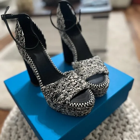Antolina Dita Woven Platform Sandals Black / White 41 EU  New with Box