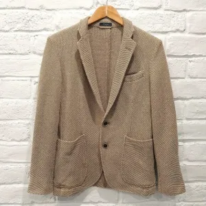 Antonio Laverda Blazer Mens 38S Beige Tan Knit Short Slim Stretch 160 cm 6D drop