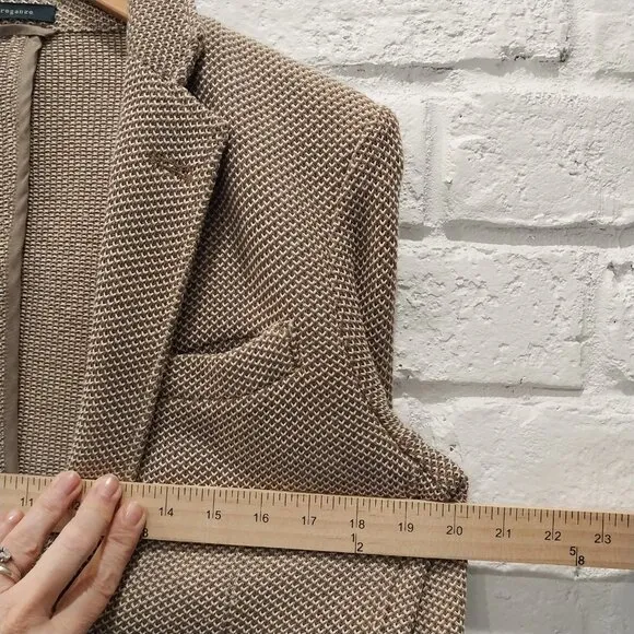 Antonio Laverda Blazer Mens 38S Beige Tan Knit Short Slim Stretch 160 cm 6D drop