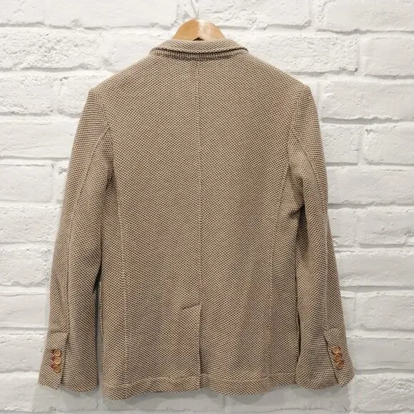 Antonio Laverda Blazer Mens 38S Beige Tan Knit Short Slim Stretch 160 cm 6D drop