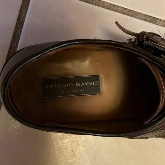 Antonio Maurizi Monk Strap Narrow Square Toe EU 42, US 8.5  Brown Leather  Italy
