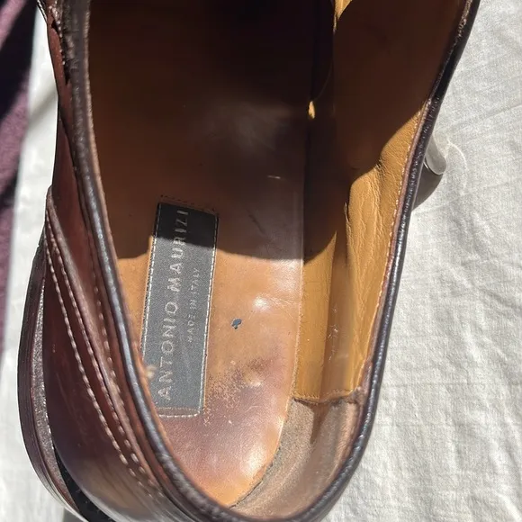 Antonio Maurizi Monk Strap Narrow Square Toe EU 42, US 8.5  Brown Leather  Italy