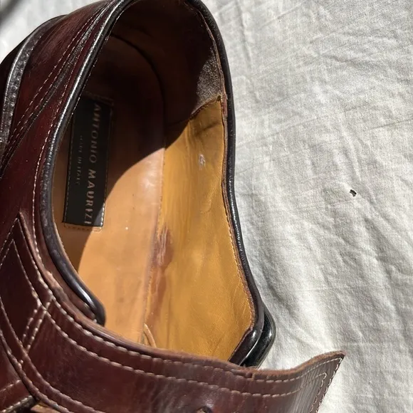 Antonio Maurizi Monk Strap Narrow Square Toe EU 42, US 8.5  Brown Leather  Italy