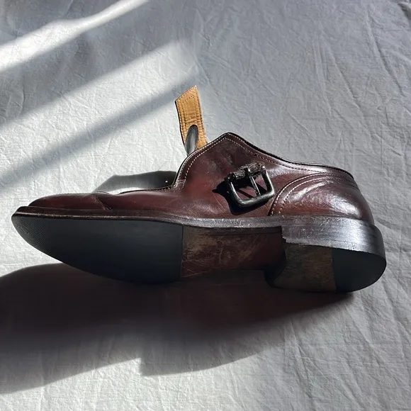 Antonio Maurizi Monk Strap Narrow Square Toe EU 42, US 8.5  Brown Leather  Italy