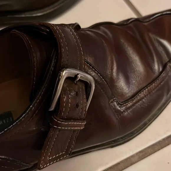 Antonio Maurizi Monk Strap Narrow Square Toe EU 42, US 8.5  Brown Leather  Italy