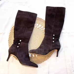 Antonio Melani Dark Brown Tall Suede Boots Size 7.5