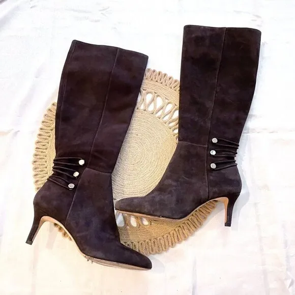 Antonio Melani Dark Brown Tall Suede Boots Size 7.5