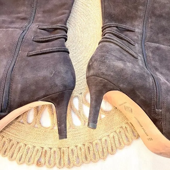 Antonio Melani Dark Brown Tall Suede Boots Size 7.5