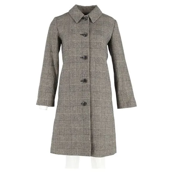 A.P.C. Houndstooth Single-Breasted Coat in Grey Wool
