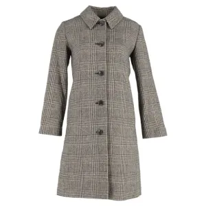 A.P.C. Houndstooth Single-Breasted Coat in Grey Wool