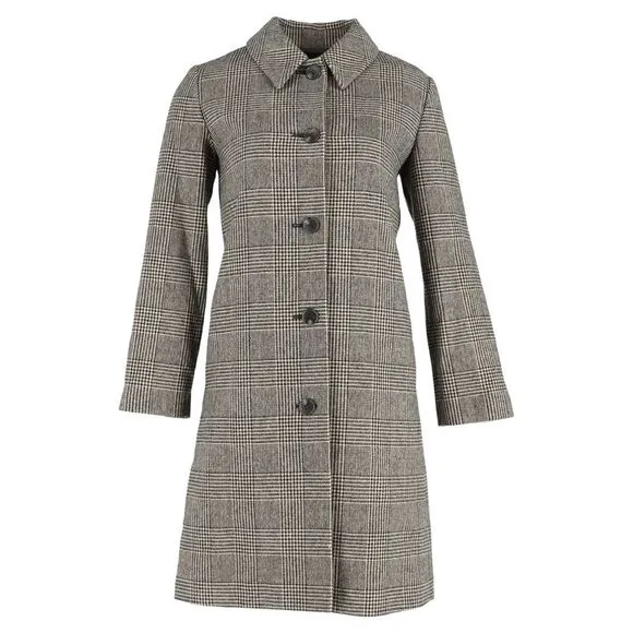 A.P.C. Houndstooth Single-Breasted Coat in Grey Wool