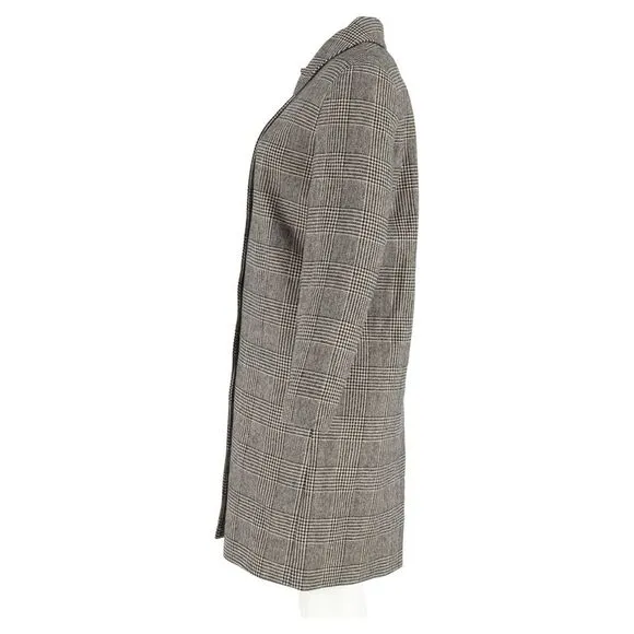 A.P.C. Houndstooth Single-Breasted Coat in Grey Wool