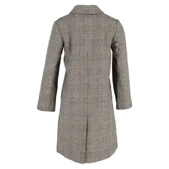 A.P.C. Houndstooth Single-Breasted Coat in Grey Wool