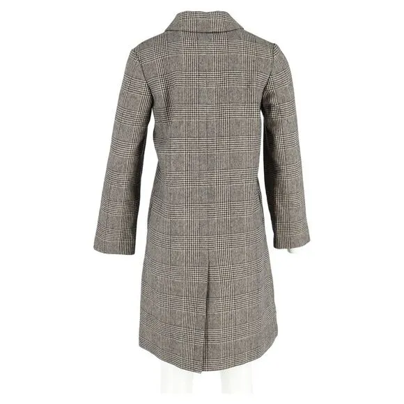 A.P.C. Houndstooth Single-Breasted Coat in Grey Wool
