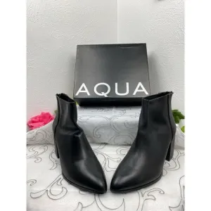 Aqua Women’s Dante Leather Almond Toe Ankle Fashion Boots/Black/Size 10