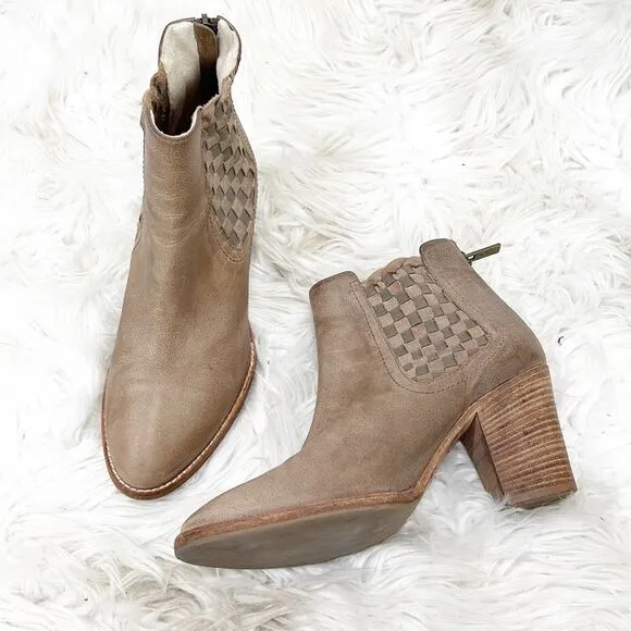 Aquatalia Frannie Woven Ankle Booties Boots 8