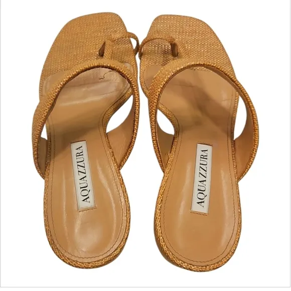 AQUAZZURA | Sundance 50 Thong Sandals in Nude ~ Size EU 36.5 / US 6.5