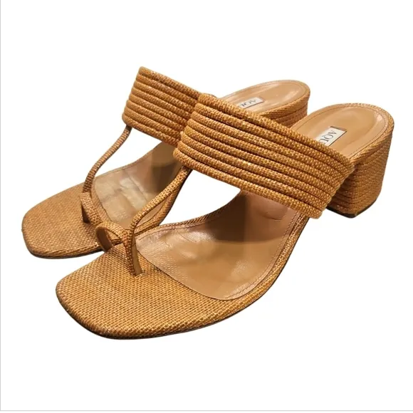 AQUAZZURA | Sundance 50 Thong Sandals in Nude ~ Size EU 36.5 / US 6.5