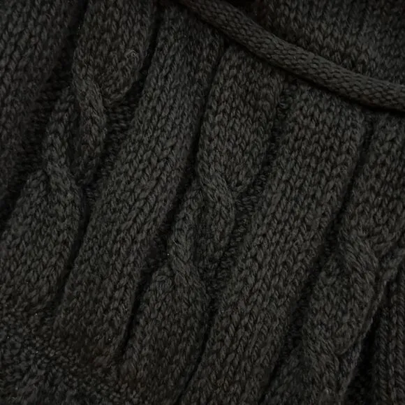 Aran Crafts 3D Cable Knite Cardigan Sweater 100% Charcoal Merino Wool Ireland