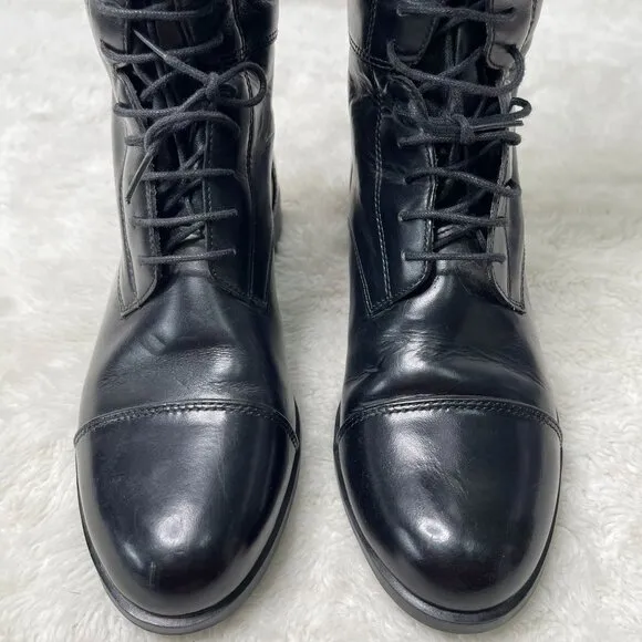 Ariat Women's Black Heritage Equestrian Leather Tall Lace Up Boots Size 6