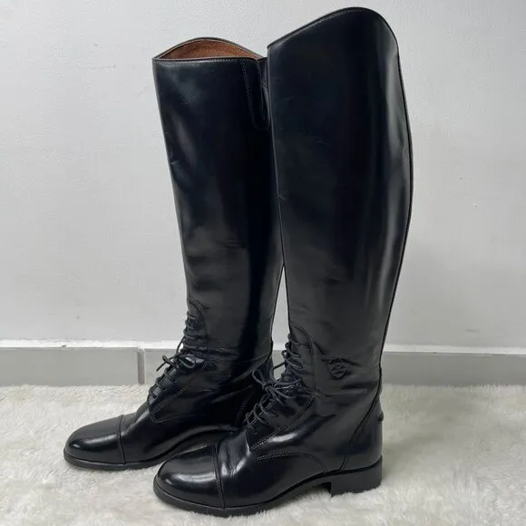 Ariat Women's Black Heritage Equestrian Leather Tall Lace Up Boots Size 6