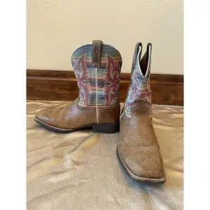 Ariat Youth Lonestar Western Boot Sz 5.5 Rainbow‎ Tan Style #10042595