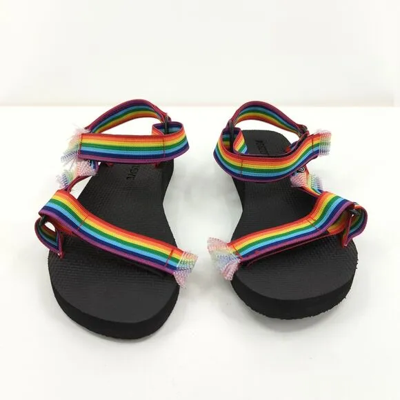 Arizona Love Women 42 US 12 Trekky Fun Sport Sandals Rainbow Stripes Woven NEW