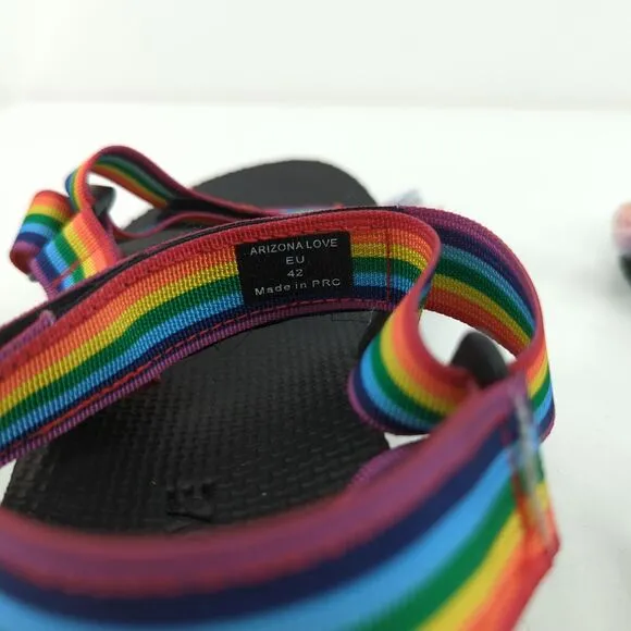 Arizona Love Women 42 US 12 Trekky Fun Sport Sandals Rainbow Stripes Woven NEW