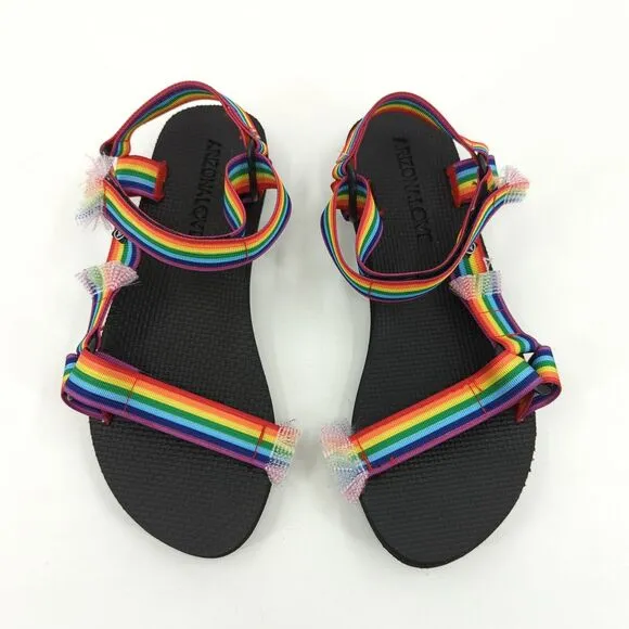 Arizona Love Women 42 US 12 Trekky Fun Sport Sandals Rainbow Stripes Woven NEW